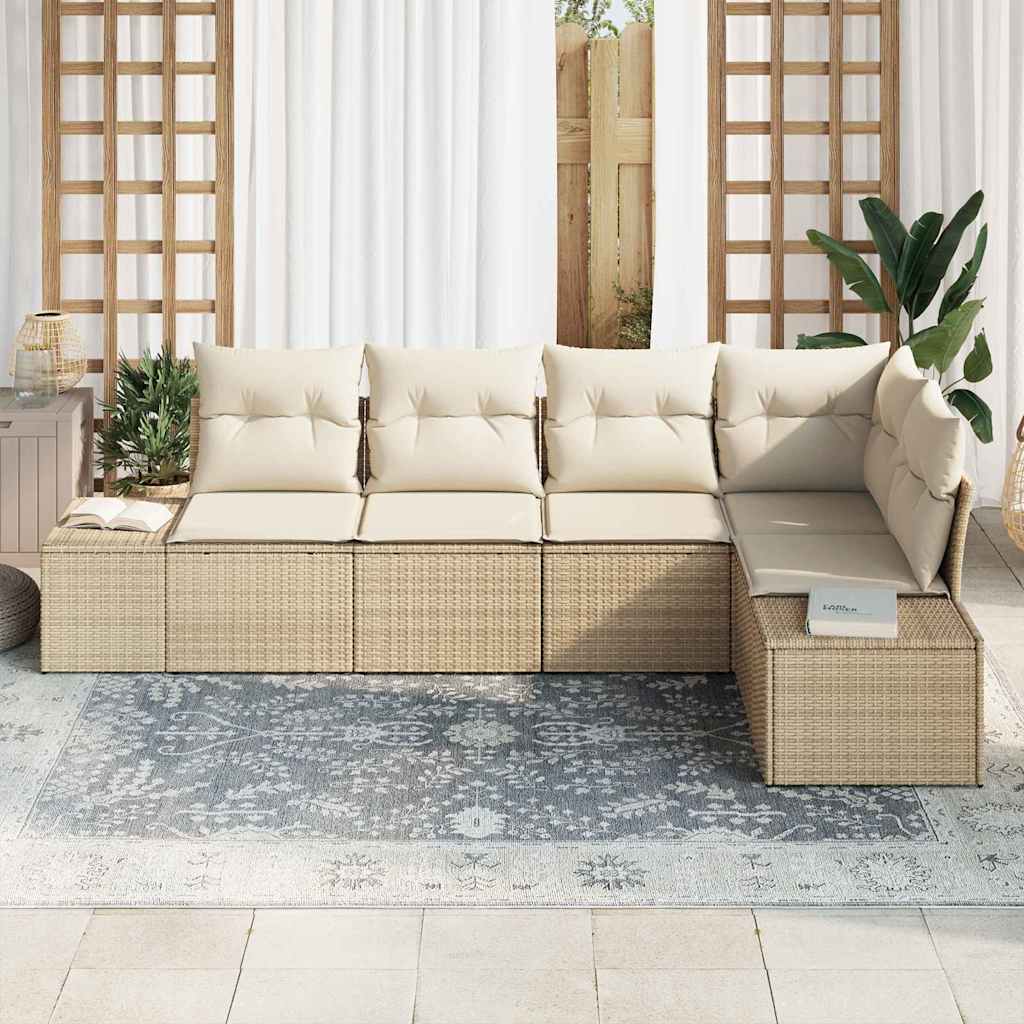 Σετ Καναπέ Κήπου 5 pcs Μπεζ και Κρέμα συνθετικό ρατάν