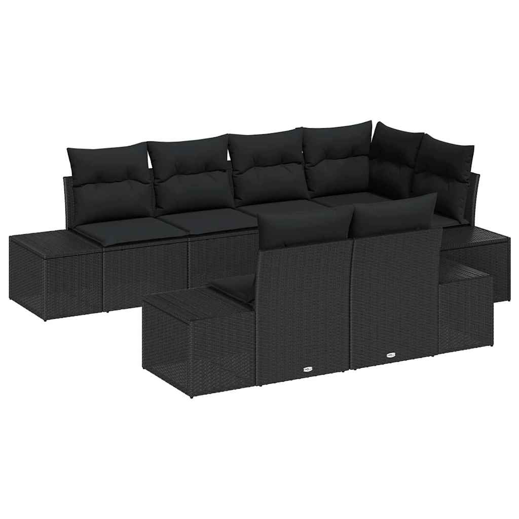 Σετ Καναπέ Κήπου με αποθήκευση 7 pcs Μαύρο συνθετικό ρατάν