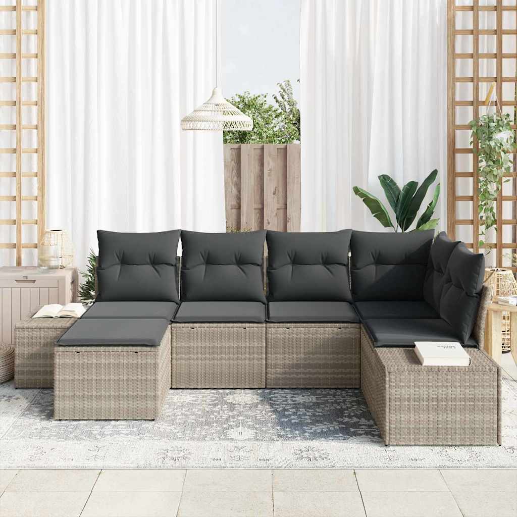 Σετ Καναπέ Κήπου με μαξιλάρι 6 pcs Ανοιχτό γκρι συνθετικό ρατάν