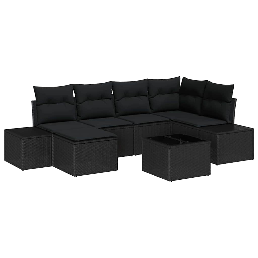 Σετ Καναπέ Κήπου με μαξιλάρι 6 pcs Μαύρο συνθετικό ρατάν - Pakobazaar