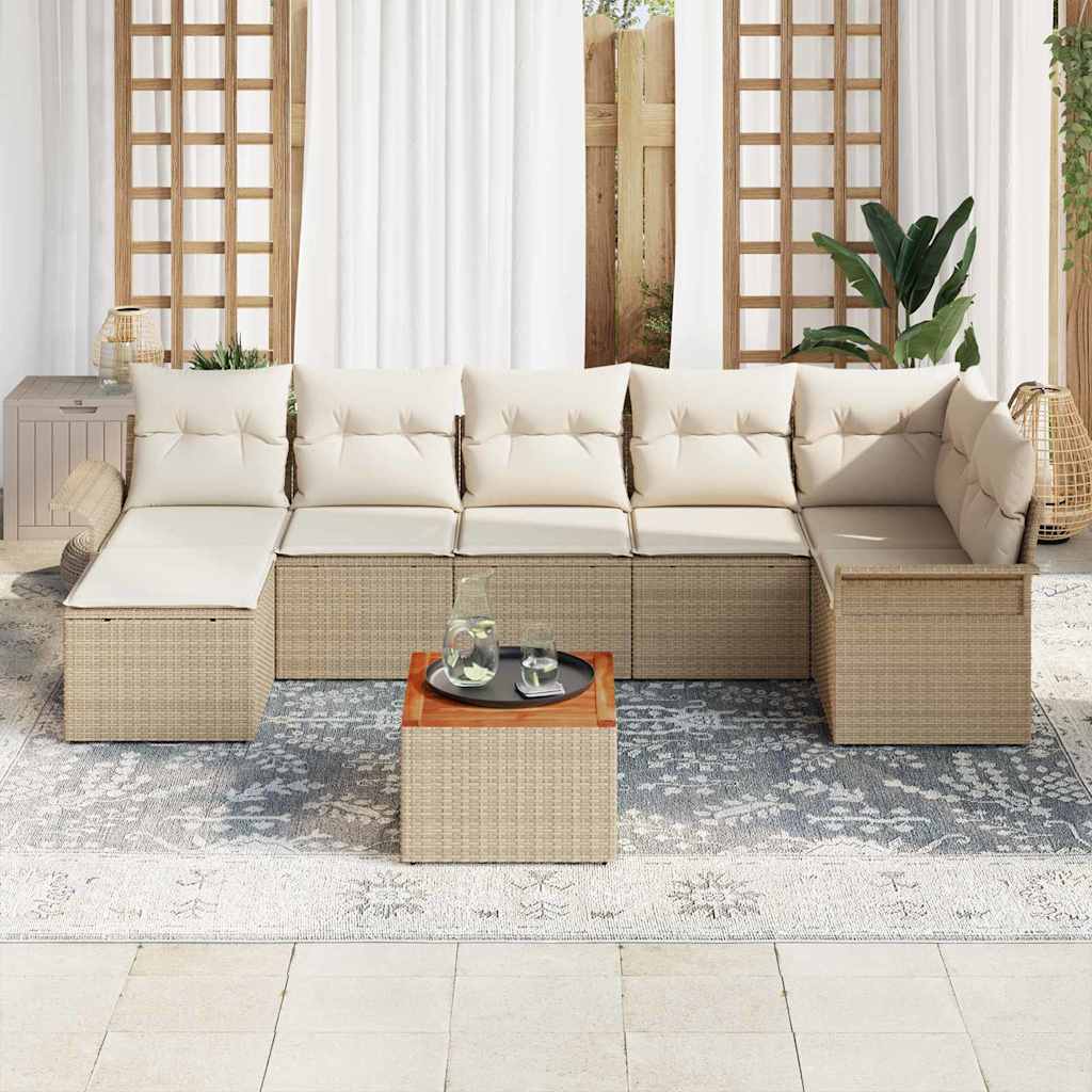 Σετ Καναπέ Κήπου 8 pcs Μπεζ και Κρέμα συνθετικό ρατάν