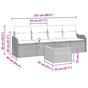 Σετ Καναπέ Κήπου 5 pcs Μαύρο και Κρέμα συνθετικό ρατάν - Pakobazaar