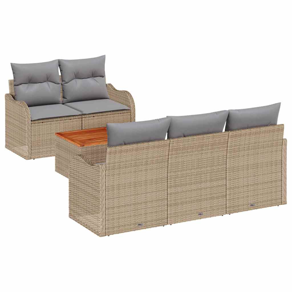 Σετ Καναπέ Κήπου 6 pcs Μπέζ και Ανοιχτό Γκρι συνθετικό ρατάν