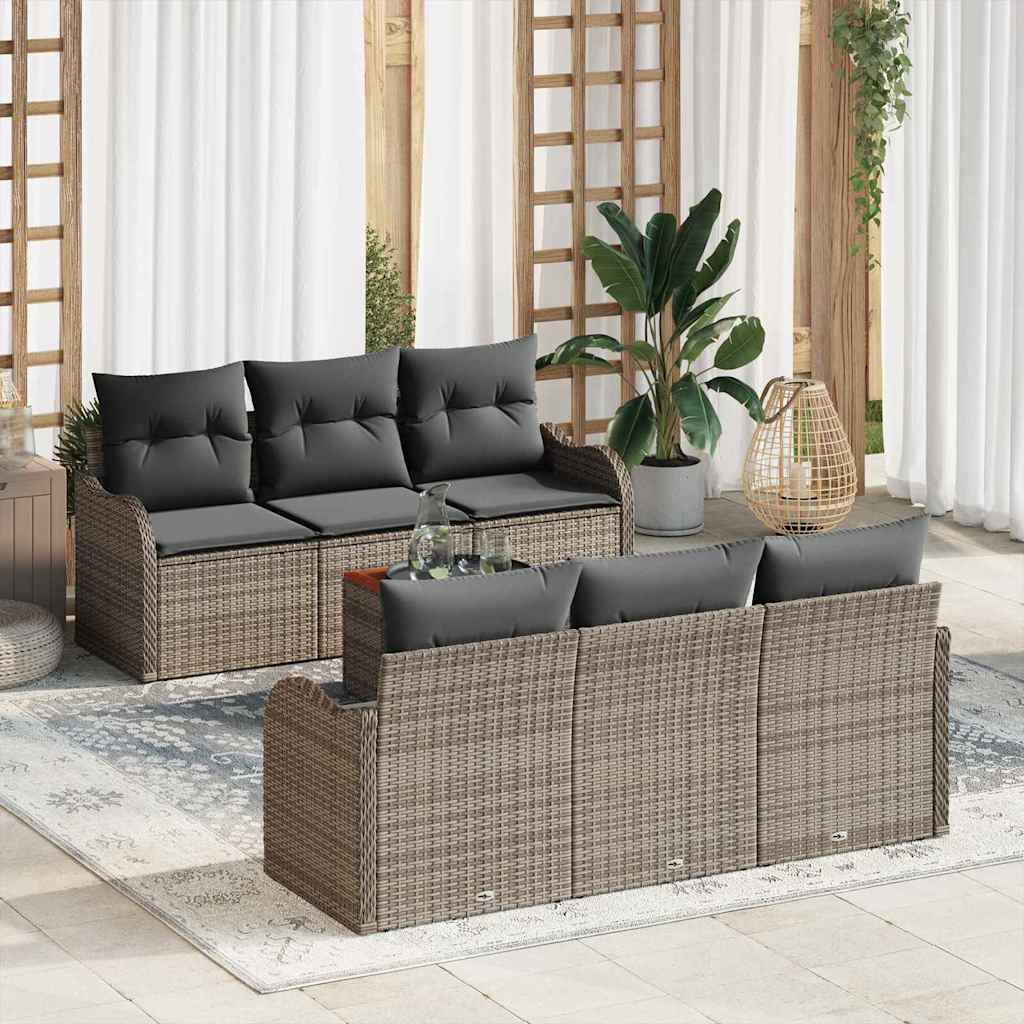 Σετ Καναπέ Κήπου με αποθήκευση 7 pcs Γκρι συνθετικό ρατάν