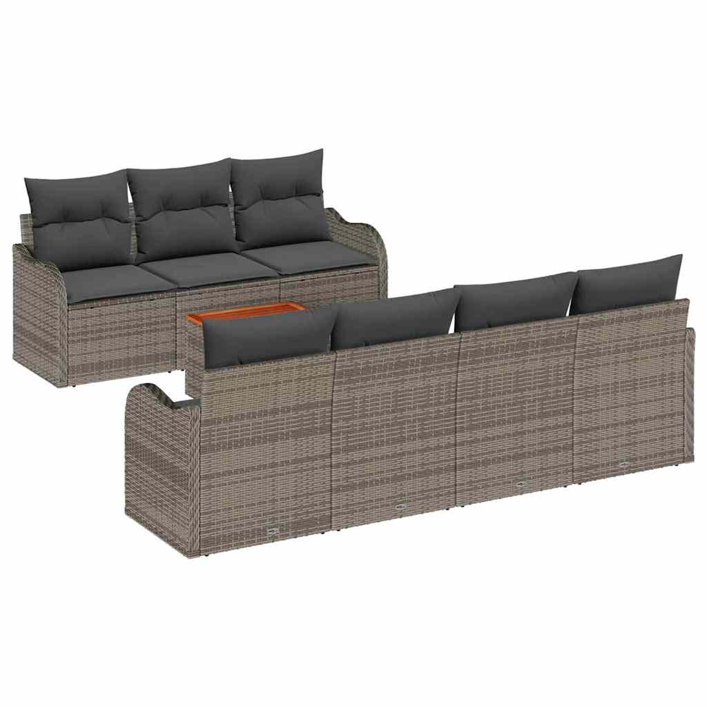 Σετ Καναπέ Κήπου με αποθήκευση 8 pcs Γκρι συνθετικό ρατάν