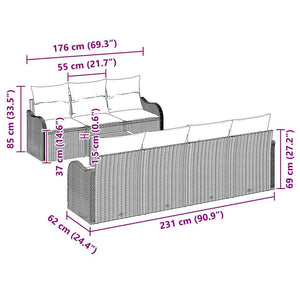 Σετ Καναπέ Κήπου με αποθήκευση 8 pcs Μαύρο συνθετικό ρατάν - Pakobazaar