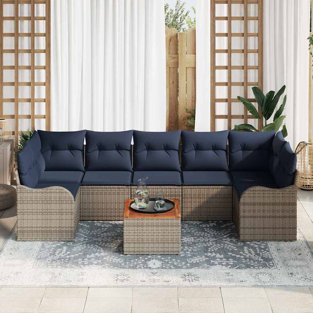 Σετ Καναπέ Κήπου 8 τμχ. Γκρι και Navy Blue συνθετικό ρατάν