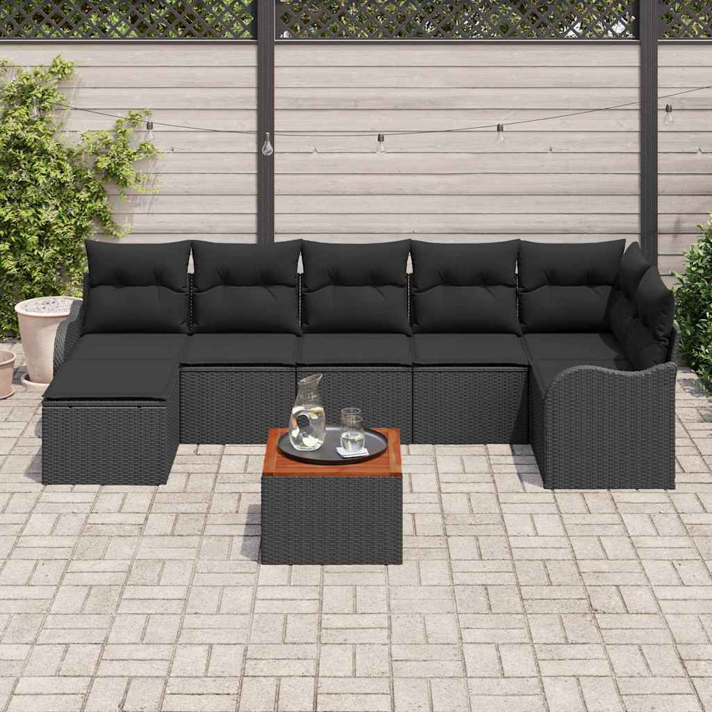 Σετ Καναπέ Κήπου με αποθήκευση 8 pcs Μαύρο συνθετικό ρατάν - Pakobazaar