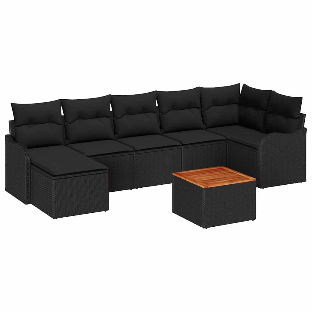 Σετ Καναπέ Κήπου με αποθήκευση 8 pcs Μαύρο συνθετικό ρατάν - Pakobazaar