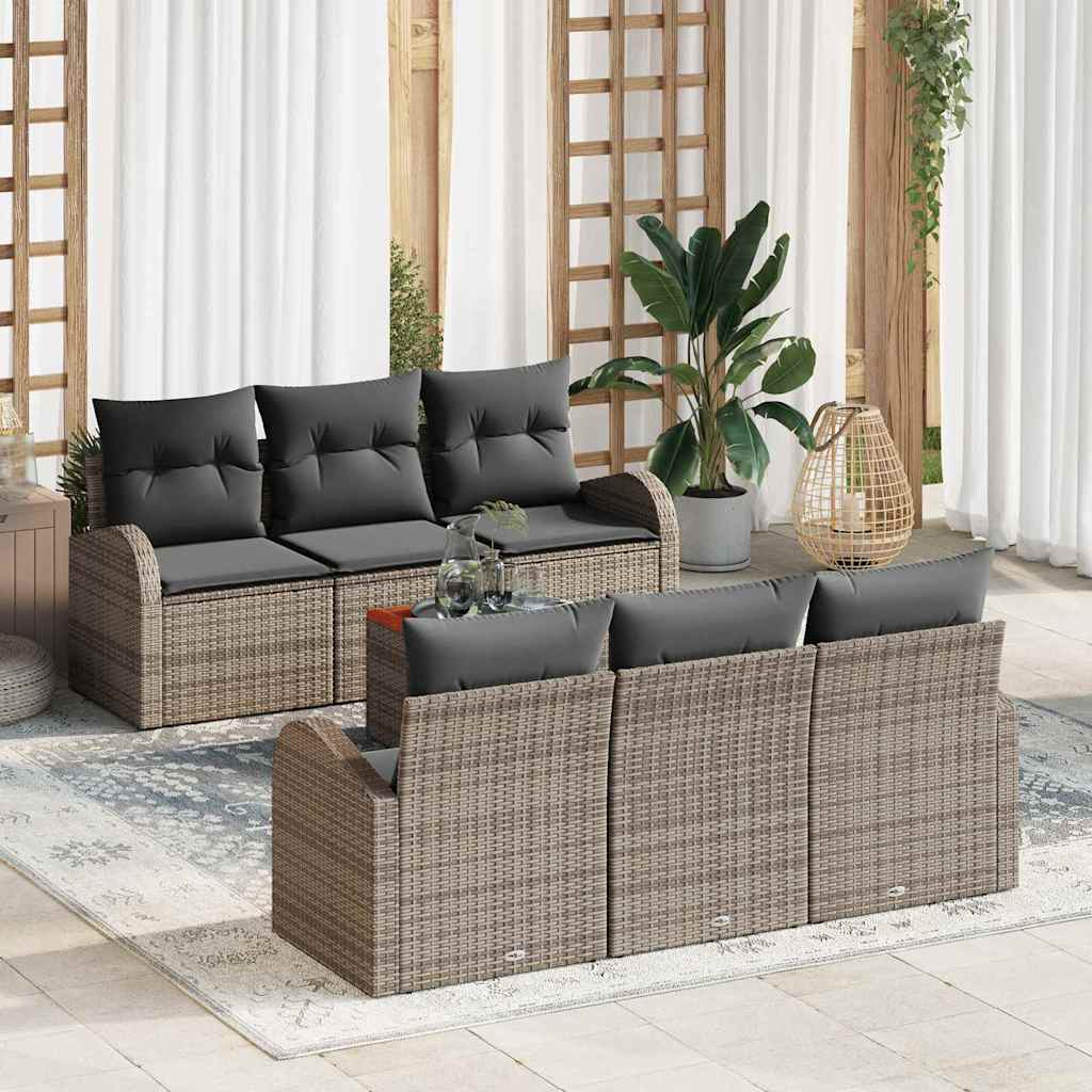 Σετ Καναπέ Κήπου με αποθήκευση 7 pcs Γκρι συνθετικό ρατάν