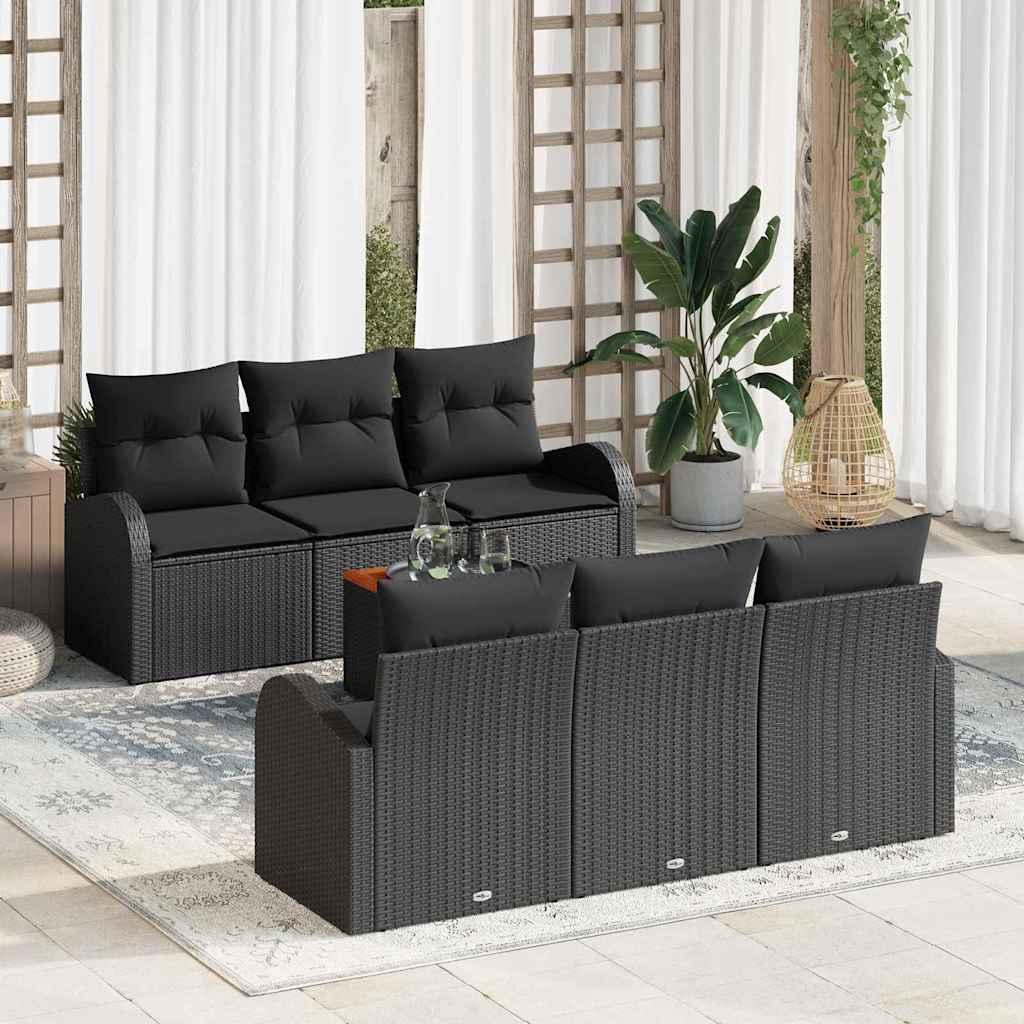 Σετ Καναπέ Κήπου με αποθήκευση 7 pcs Μαύρο συνθετικό ρατάν - Pakobazaar