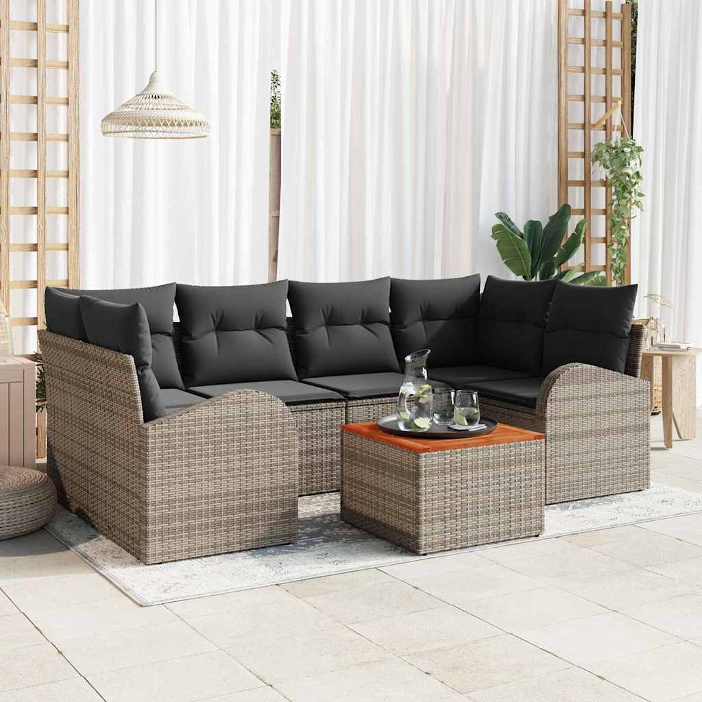 Σετ Καναπέ Κήπου με αποθήκευση 7 pcs Γκρι συνθετικό ρατάν
