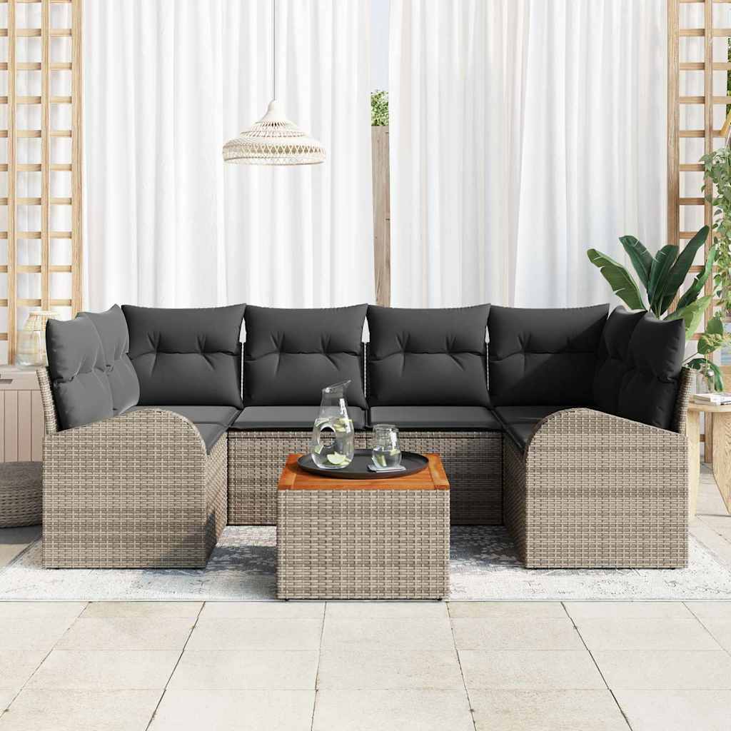 Σετ Καναπέ Κήπου με αποθήκευση 7 pcs Γκρι συνθετικό ρατάν