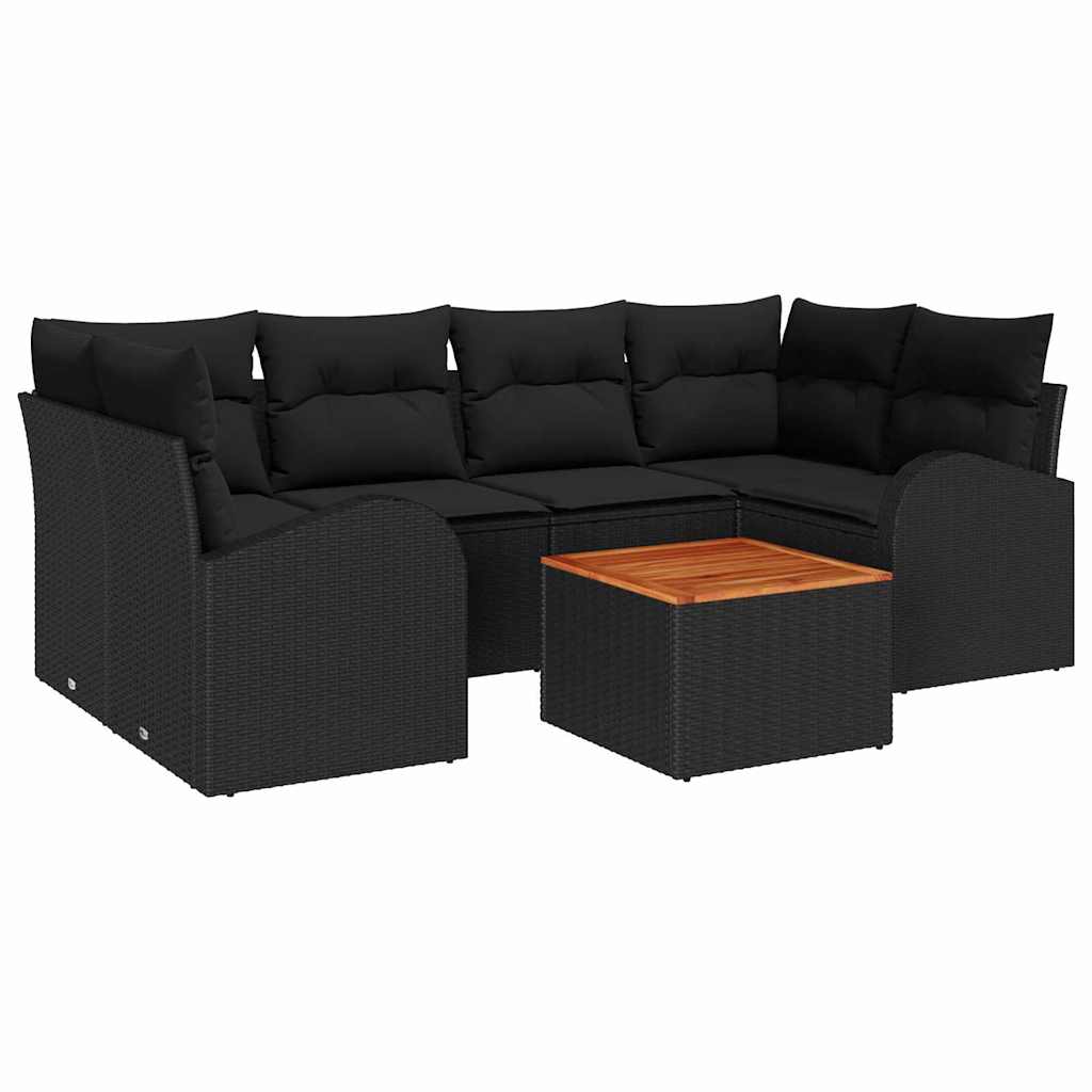 Σετ Καναπέ Κήπου με αποθήκευση 7 pcs Μαύρο συνθετικό ρατάν - Pakobazaar