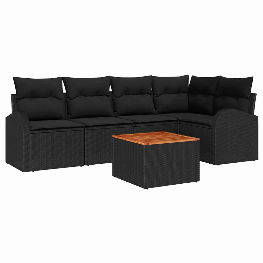 Σετ Καναπέ Κήπου με αποθήκευση 6 pcs Μαύρο συνθετικό ρατάν - Pakobazaar