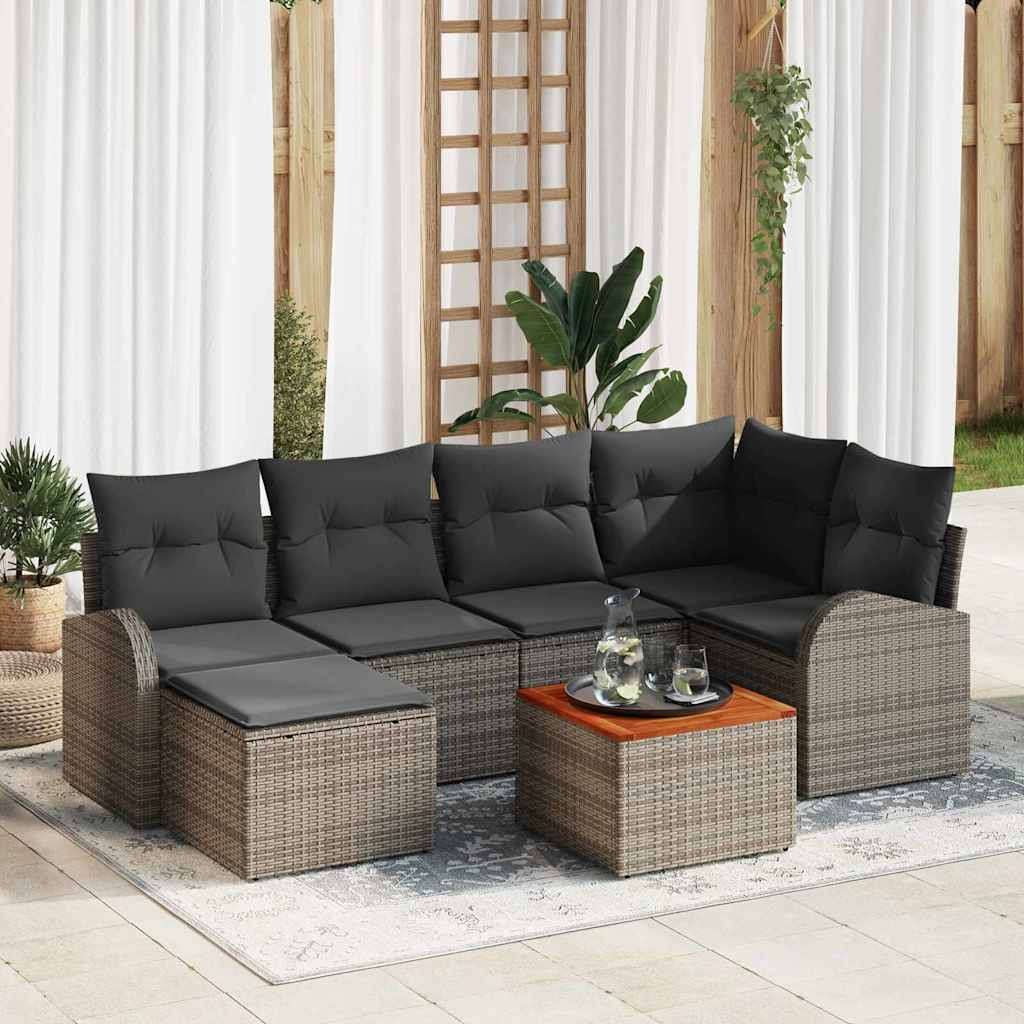 Σετ Καναπέ Κήπου με αποθήκευση 7 pcs Γκρι συνθετικό ρατάν