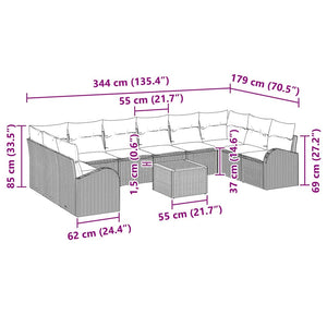 Σετ Καναπέ Κήπου 11 pcs Μαύρο και Κρέμα συνθετικό ρατάν - Pakobazaar
