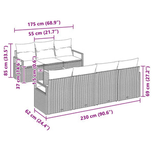 Σετ Καναπέ Κήπου με αποθήκευση 8 pcs Μαύρο συνθετικό ρατάν - Pakobazaar