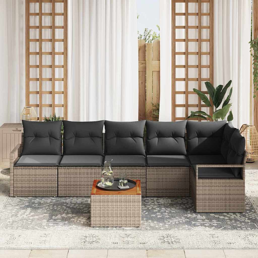 Σετ Καναπέ Κήπου με αποθήκευση 7 pcs Γκρι συνθετικό ρατάν