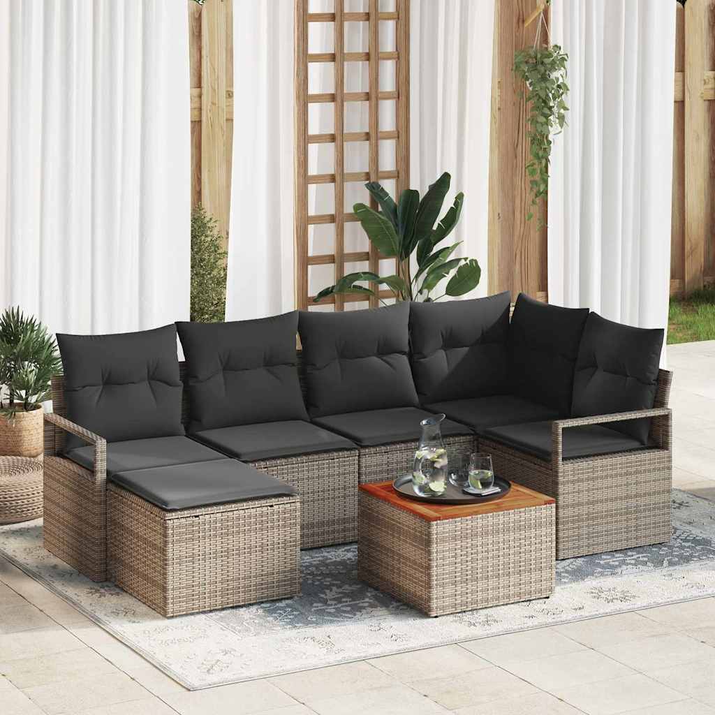 Σετ Καναπέ Κήπου με αποθήκευση 7 pcs Γκρι συνθετικό ρατάν