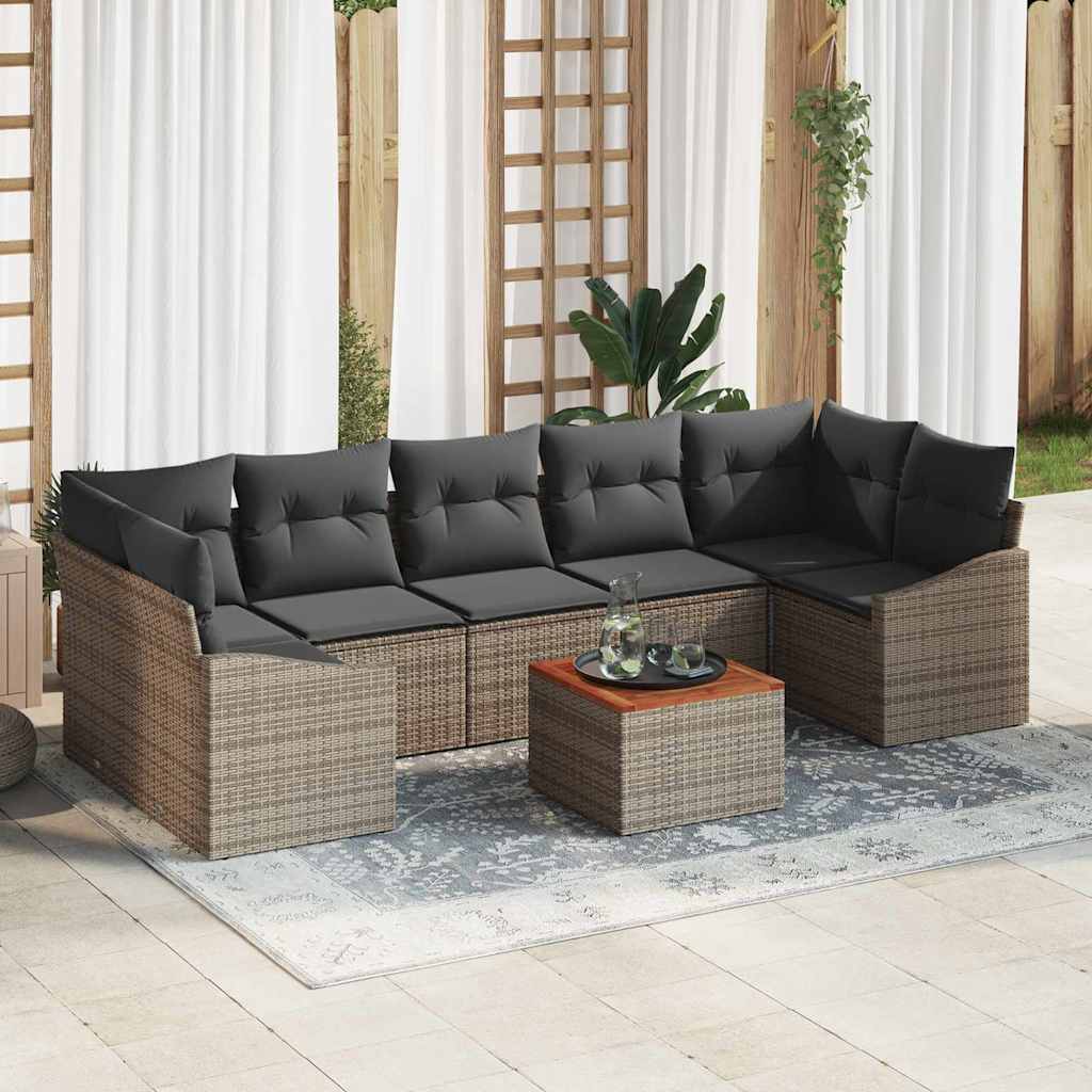 Σετ Καναπέ Κήπου με αποθήκευση 8 pcs Γκρι συνθετικό ρατάν