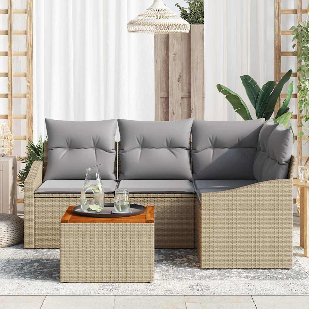 Σετ Καναπέ Κήπου 5 pcs Μπέζ και Ανοιχτό Γκρι συνθετικό ρατάν