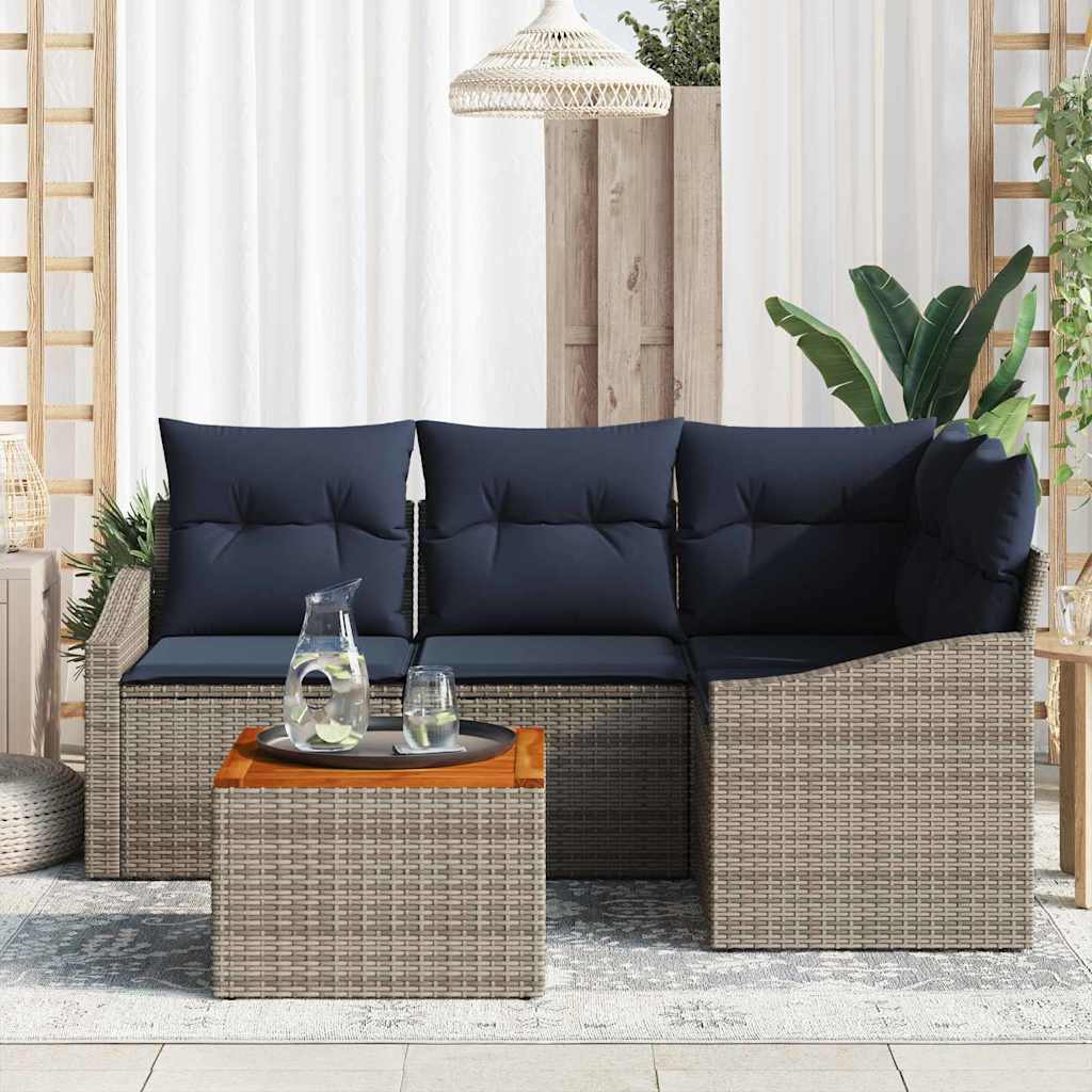 Σετ Καναπέ Κήπου 5 pcs Γκρι και Navy Blue συνθετικό ρατάν - Pakobazaar