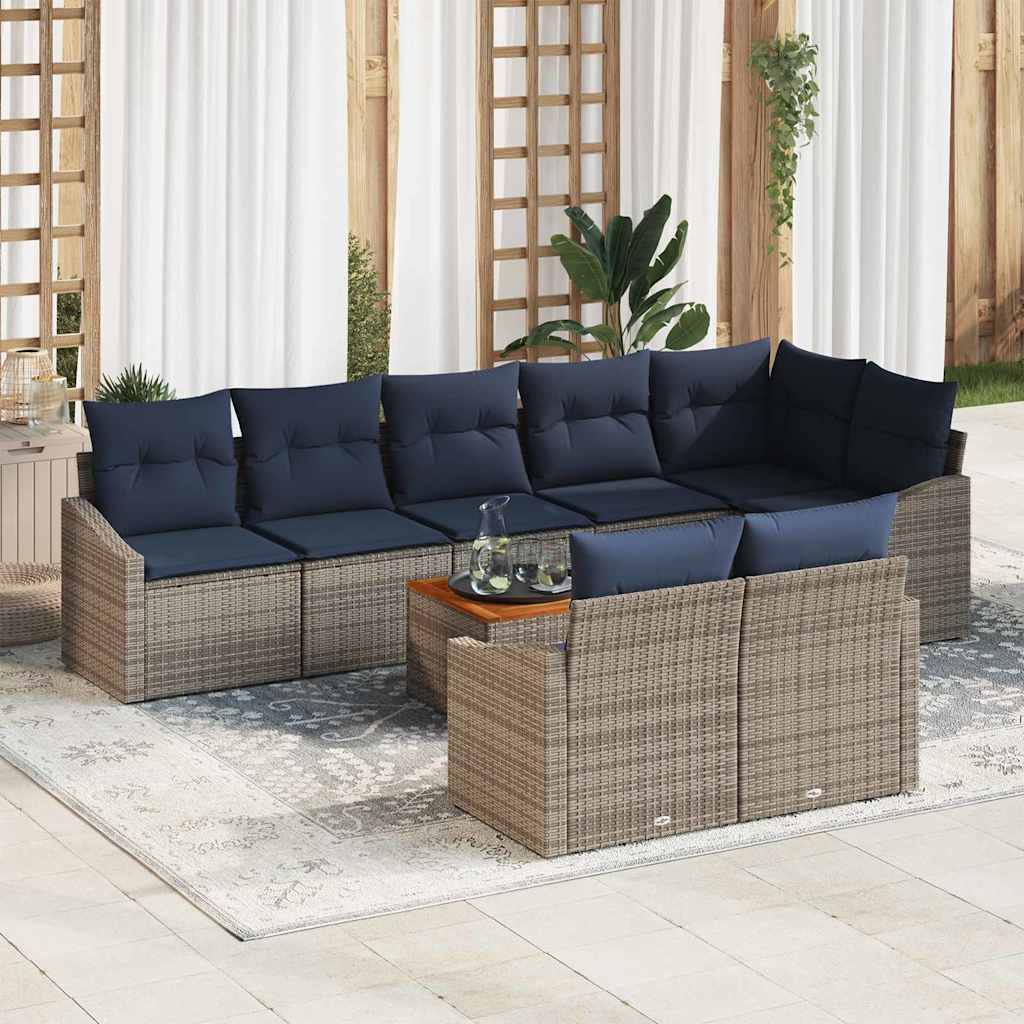 Σετ Καναπέ Κήπου 9 pcs Γκρι και Navy Blue συνθετικό ρατάν - Pakobazaar