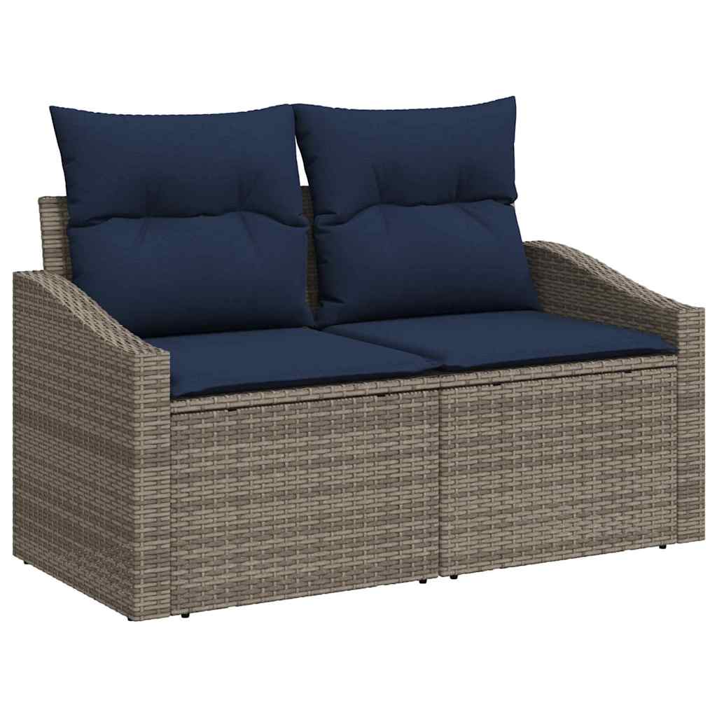 Σετ Καναπέ Κήπου 9 pcs Γκρι και Navy Blue συνθετικό ρατάν - Pakobazaar
