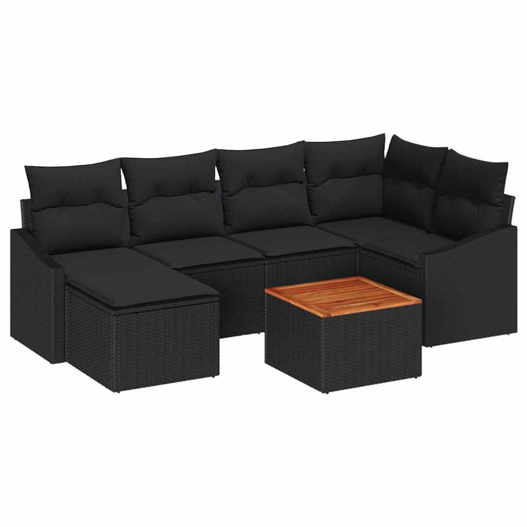 Σετ Καναπέ Κήπου με αποθήκευση 7 pcs Μαύρο συνθετικό ρατάν - Pakobazaar