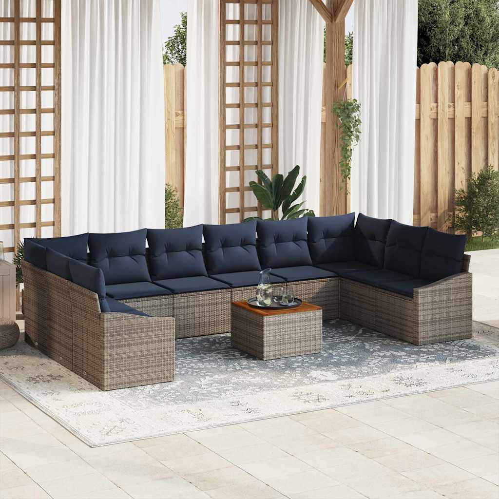 Σετ Καναπέ Κήπου 11 pcs Γκρι και Navy Blue - Pakobazaar
