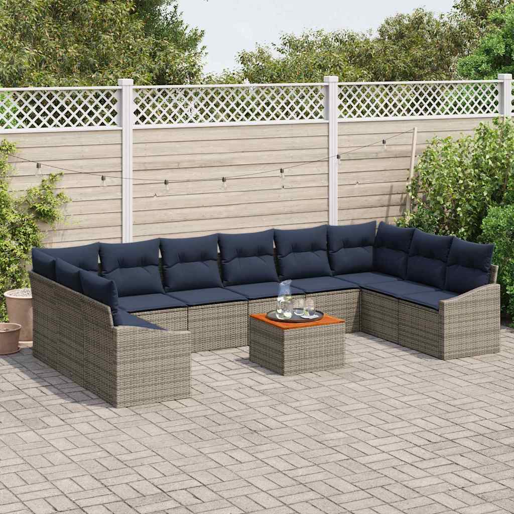 Σετ Καναπέ Κήπου 11 pcs Γκρι και Navy Blue - Pakobazaar