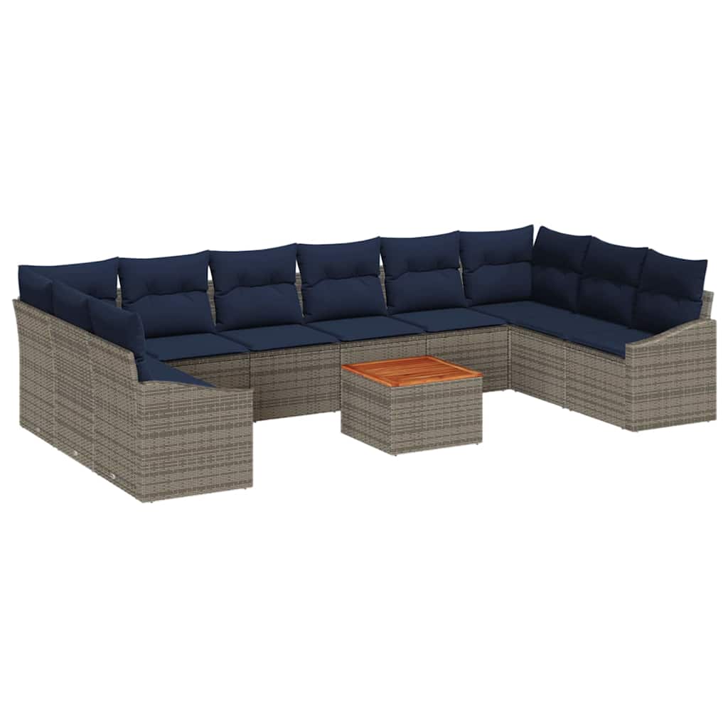 Σετ Καναπέ Κήπου 11 pcs Γκρι και Navy Blue - Pakobazaar
