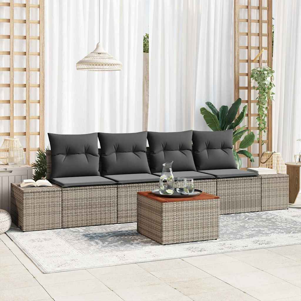 Σετ Καναπέ Κήπου με αποθήκευση 5 pcs Γκρι συνθετικό ρατάν