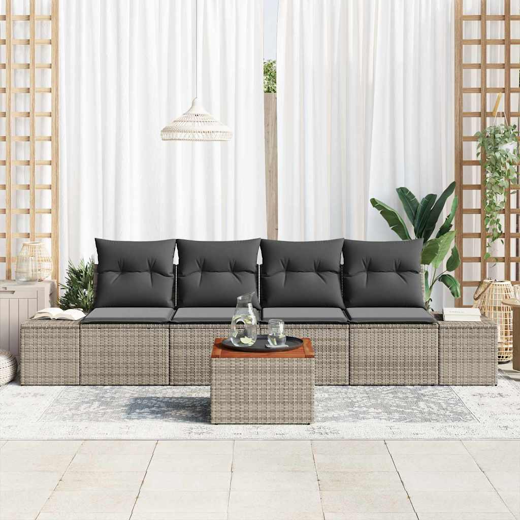 Σετ Καναπέ Κήπου με αποθήκευση 5 pcs Γκρι συνθετικό ρατάν