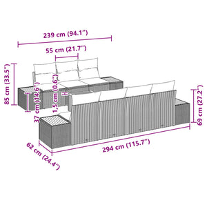 Σετ Καναπέ Κήπου με μαξιλάρι 8 pcs Μαύρο Πολυ ράταν - Pakobazaar