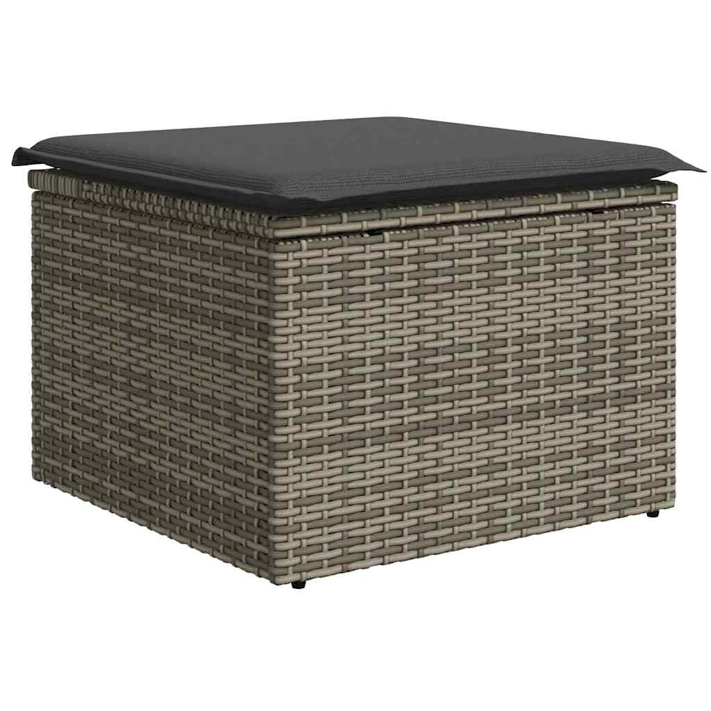 Σετ Καναπέ Κήπου με μαξιλάρι με αποθήκευση 7 pcs Γκρι Πολυρατάν