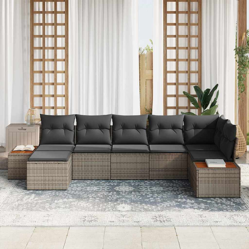 Σετ Καναπέ Κήπου με μαξιλάρι με αποθήκευση 8 pcs Γκρι Πολυρατάν