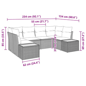 Σετ Καναπέ Κήπου με μαξιλάρι 6 pcs Μαύρο Πολυρατάν - Pakobazaar