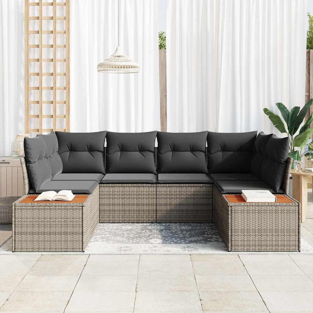 Σετ Καναπέ Κήπου με μαξιλάρι με αποθήκευση 6 pcs Γκρι Πολυρατάν