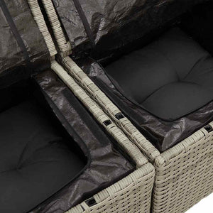 Σετ Καναπέ Κήπου με μαξιλάρι 6 pcs Ανοιχτό γκρι Πολυ Ρατάν - Pakobazaar