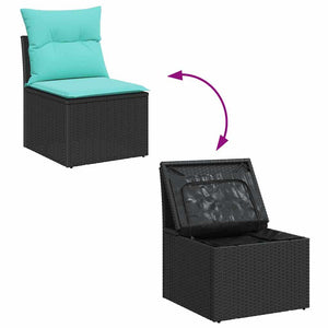 Σετ Καναπέ Κήπου με μαξιλάρι 7 pcs Μαύρο και Τυρκουάζ - Pakobazaar