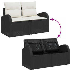 Σετ Καναπέ Κήπου με αποθήκευση 9 pcs Μαύρο Πολυ ράταν - Pakobazaar