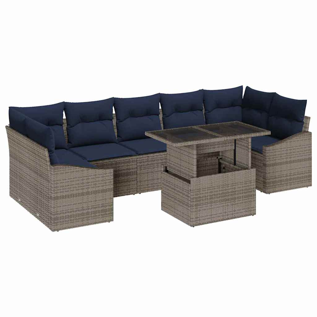Σετ Καναπέ Κήπου με αποθήκευση 8 pcs Γκρι Πολυ ράταν - Pakobazaar