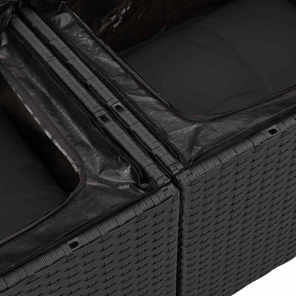 Σετ Καναπέ Κήπου με μαξιλάρι 9 pcs Μαύρο συνθετικό ρατάν - Pakobazaar