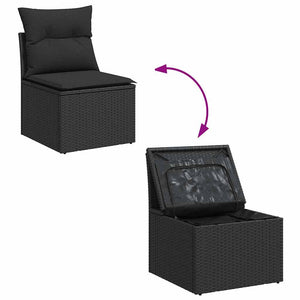 Σετ Καναπέ Κήπου με μαξιλάρι με αποθήκευση 7 pcs Μαύρο - Pakobazaar