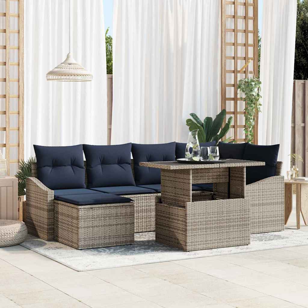 Σετ Καναπέ Κήπου με μαξιλάρι 7 pcs Γκρι και Ναυτικό - Pakobazaar