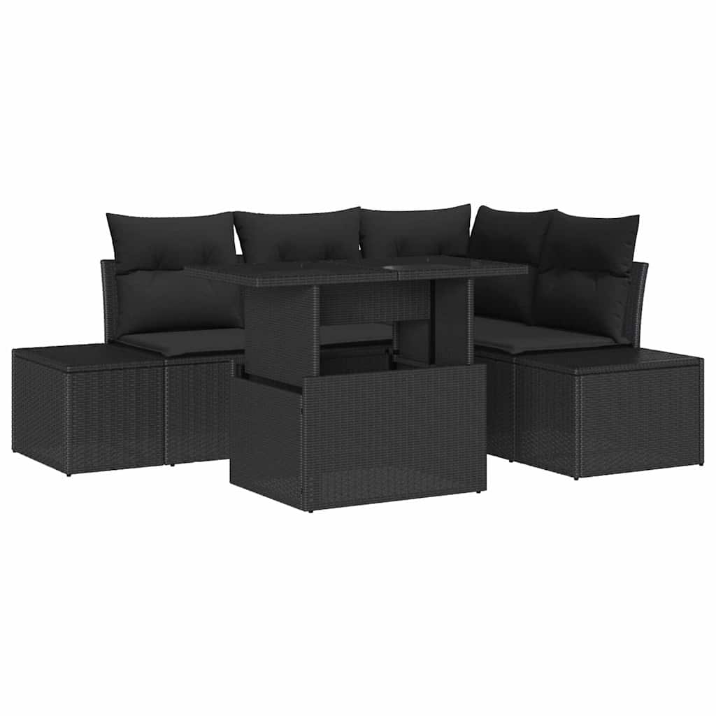 Σετ Καναπέ Κήπου με μαξιλάρι 5 pcs Μαύρο συνθετικό ρατάν