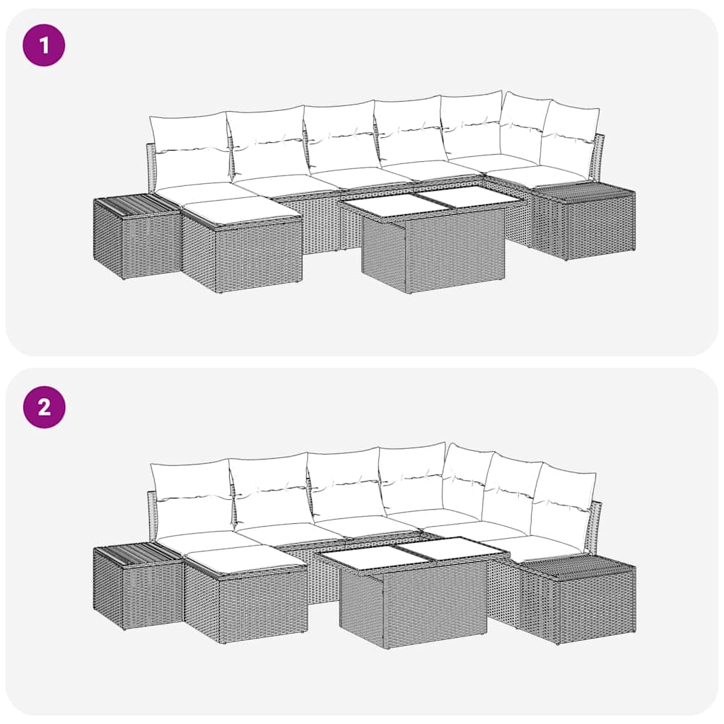 Σετ Καναπέ Κήπου με αποθήκευση 8 pcs Μπεζ Πολυ ράταν - Pakobazaar