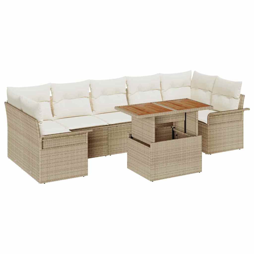 Σετ Καναπέ Κήπου με αποθήκευση 8 pcs Μπεζ Πολυ ράταν - Pakobazaar